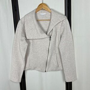 CAbi Ryder Quilted Knit Moto Jacket Gray Size M